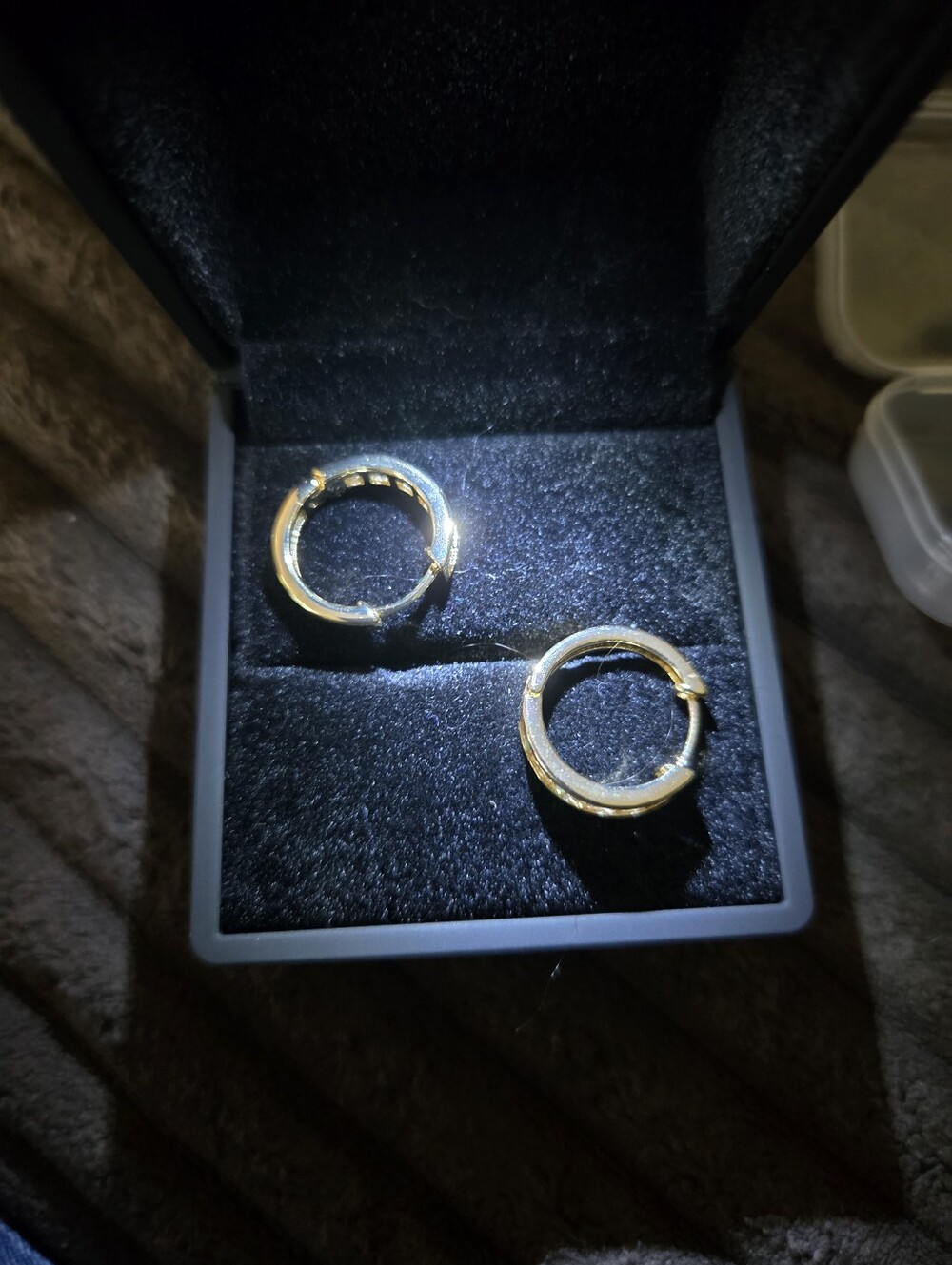 Brass & Cubic Zirconia Gold Tone Huggie Hoop Earrings